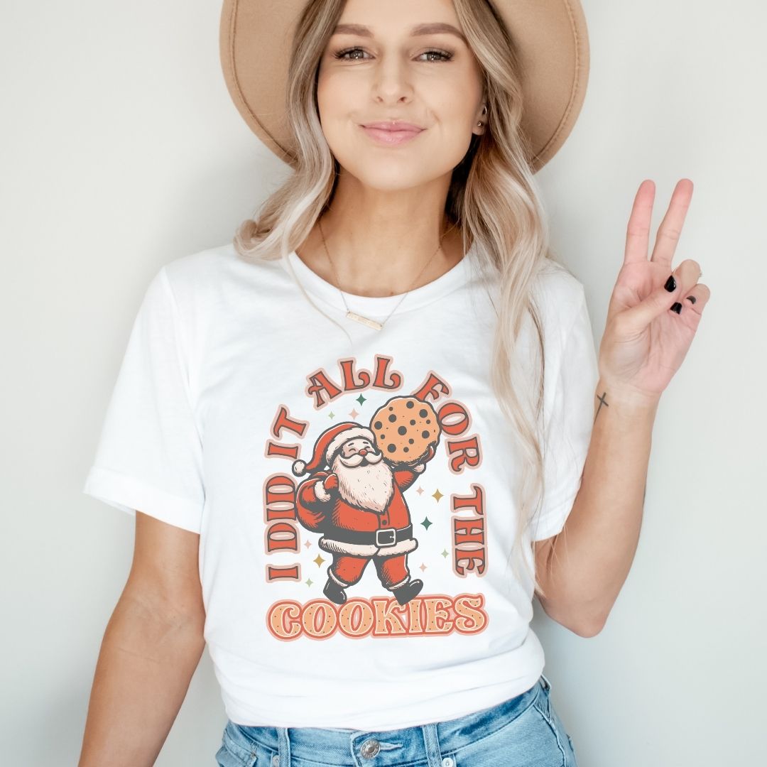 "I Did It All For The Cookies" Santa Teacher T-shirt - Teacher Care Crate - T-Shirt