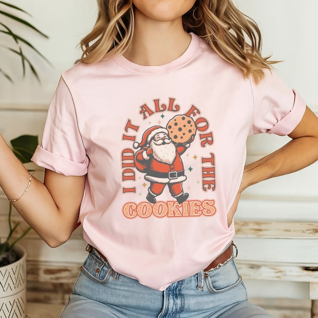 "I Did It All For The Cookies" Santa Teacher T-shirt - Teacher Care Crate - T-Shirt