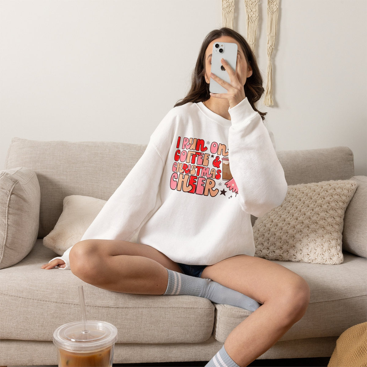 "I Run on Coffee & Christmas Cheer" Holiday Teacher Sweatshirt - Teacher Care Crate-Sweatshirt