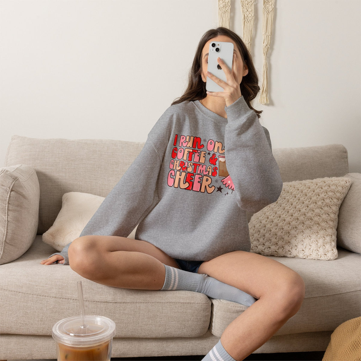 "I Run on Coffee & Christmas Cheer" Holiday Teacher Sweatshirt - Teacher Care Crate-Sweatshirt