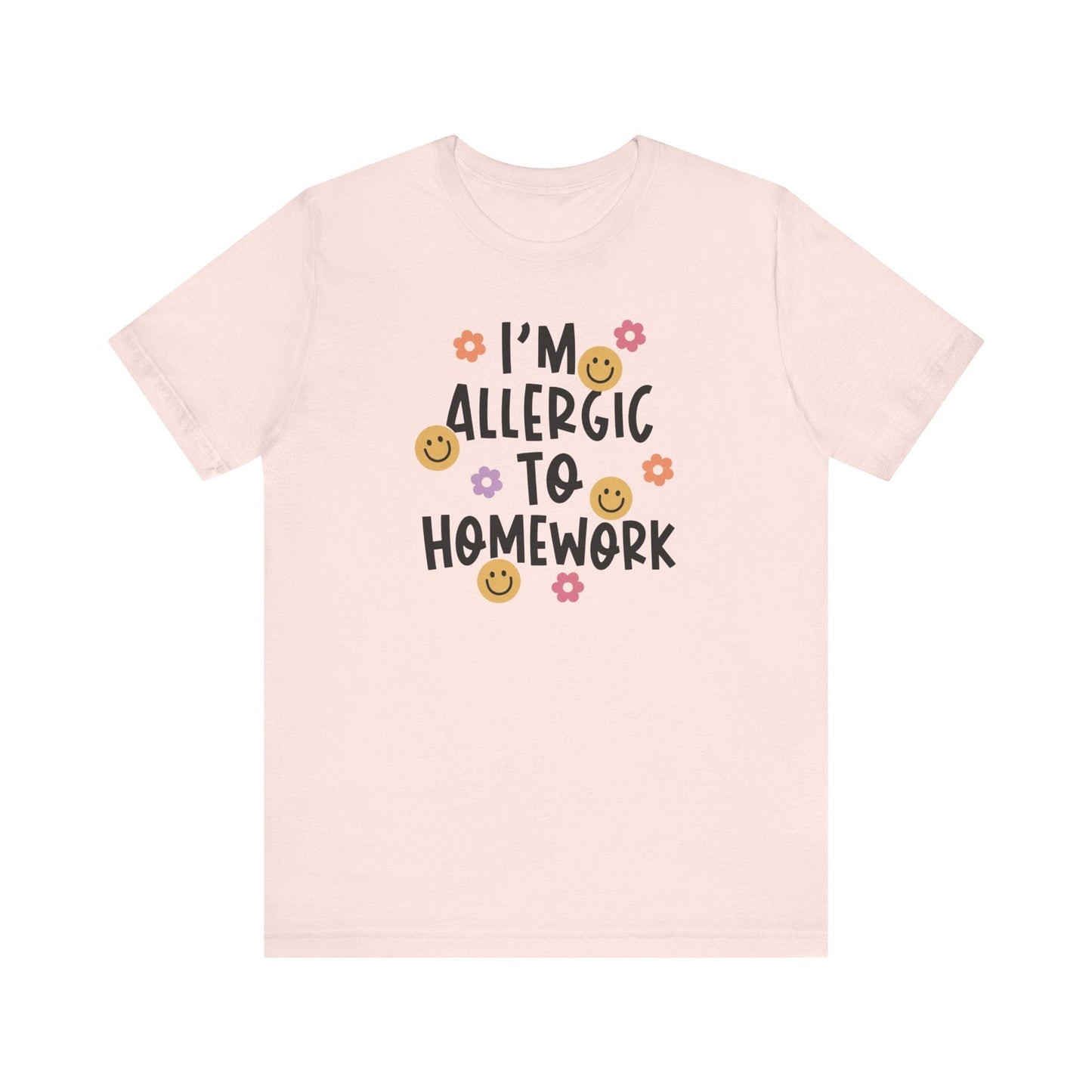 "I'm Allergic to Homework" Funny Teacher T-shirt - Teacher Care Crate-T-Shirt
