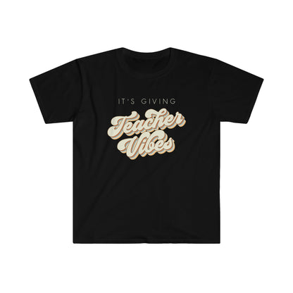 "It's Giving Teacher Vibes" Neutral Teacher T-shirt - Teacher Care Crate - T-Shirt