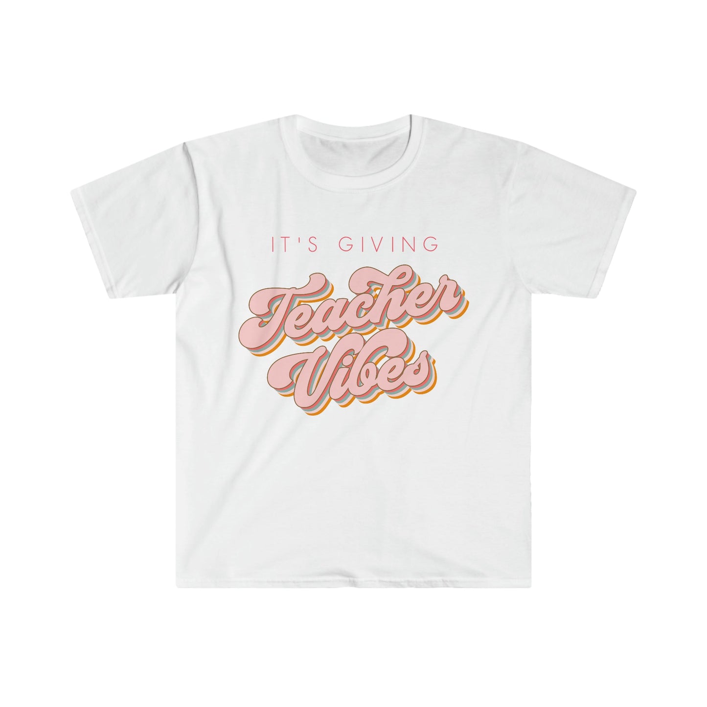 "It's Giving Teacher Vibes" Pink Teacher T-Shirt - Teacher Care Crate - T-Shirt