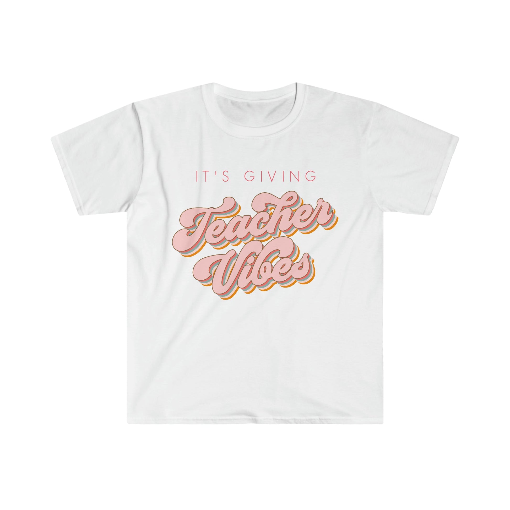 "It's Giving Teacher Vibes" Pink Teacher T-Shirt - Teacher Care Crate - T-Shirt