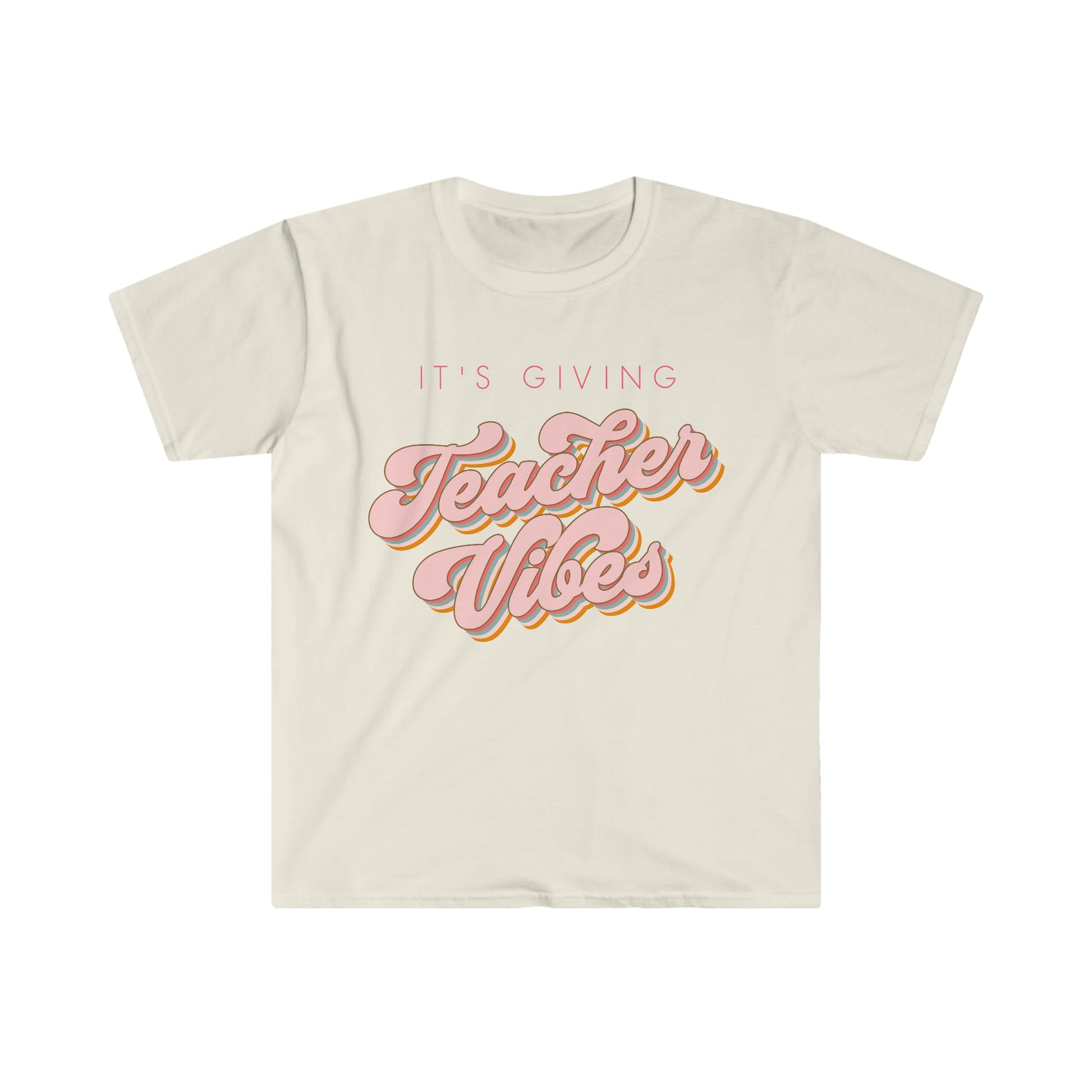 "It's Giving Teacher Vibes" Pink Teacher T-Shirt - Teacher Care Crate - T-Shirt