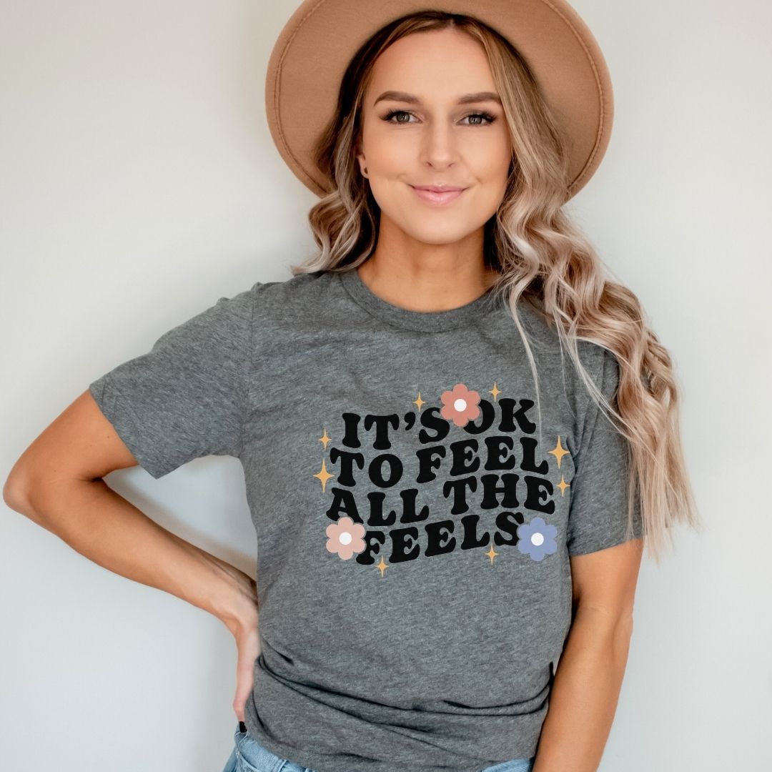 "It's Okay To Feel All The Feels" Teacher T-shirt - Teacher Care Crate-T-Shirt
