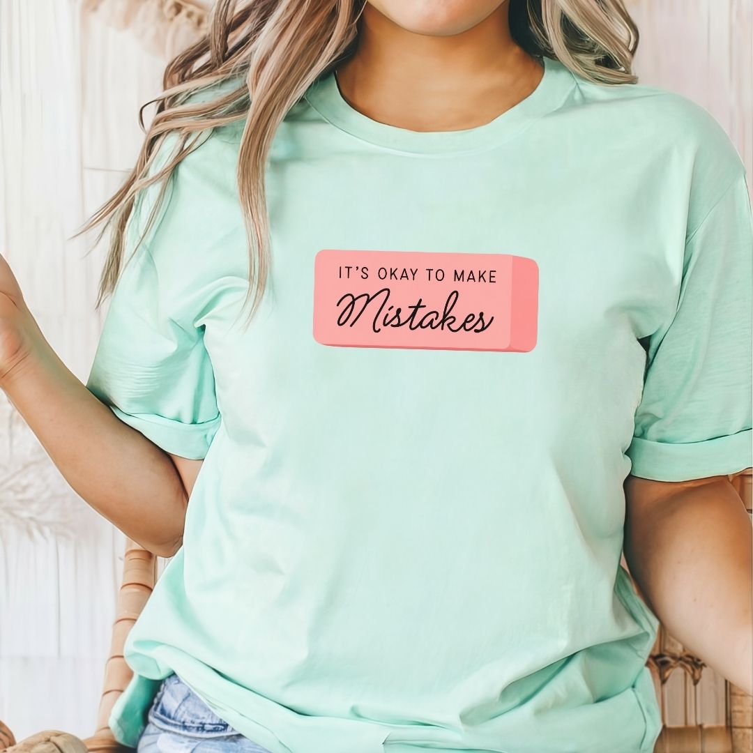 "It's Okay to Make Mistakes" Eraser Teacher T-shirt - Teacher Care Crate-T-Shirt