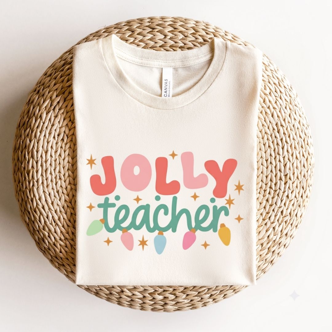 "Jolly Teacher" Festive Teacher T-shirt - Teacher Care Crate - T-Shirt