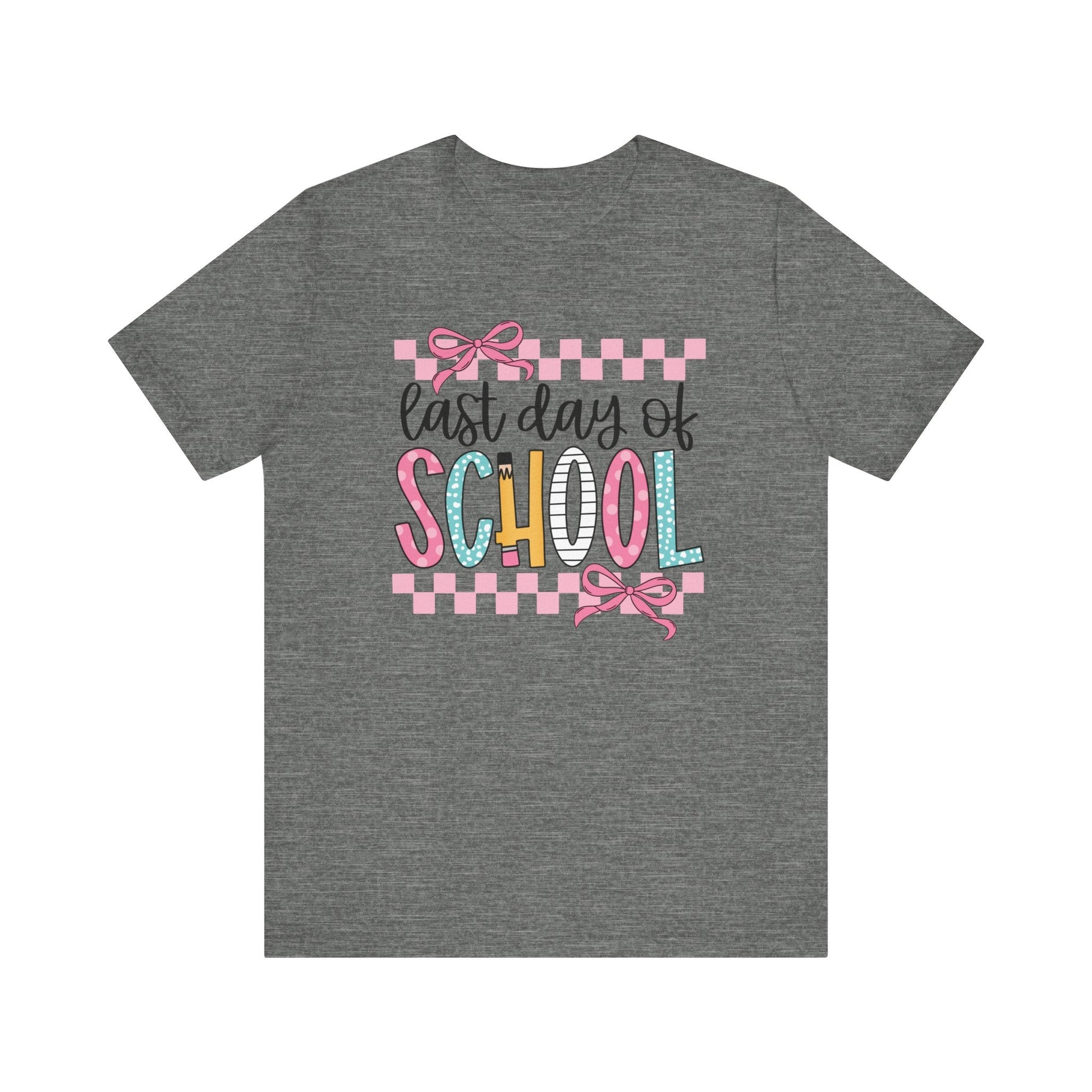 "Last Day of School" Coquette Bow Teacher T-shirt - Teacher Care Crate - T-Shirt
