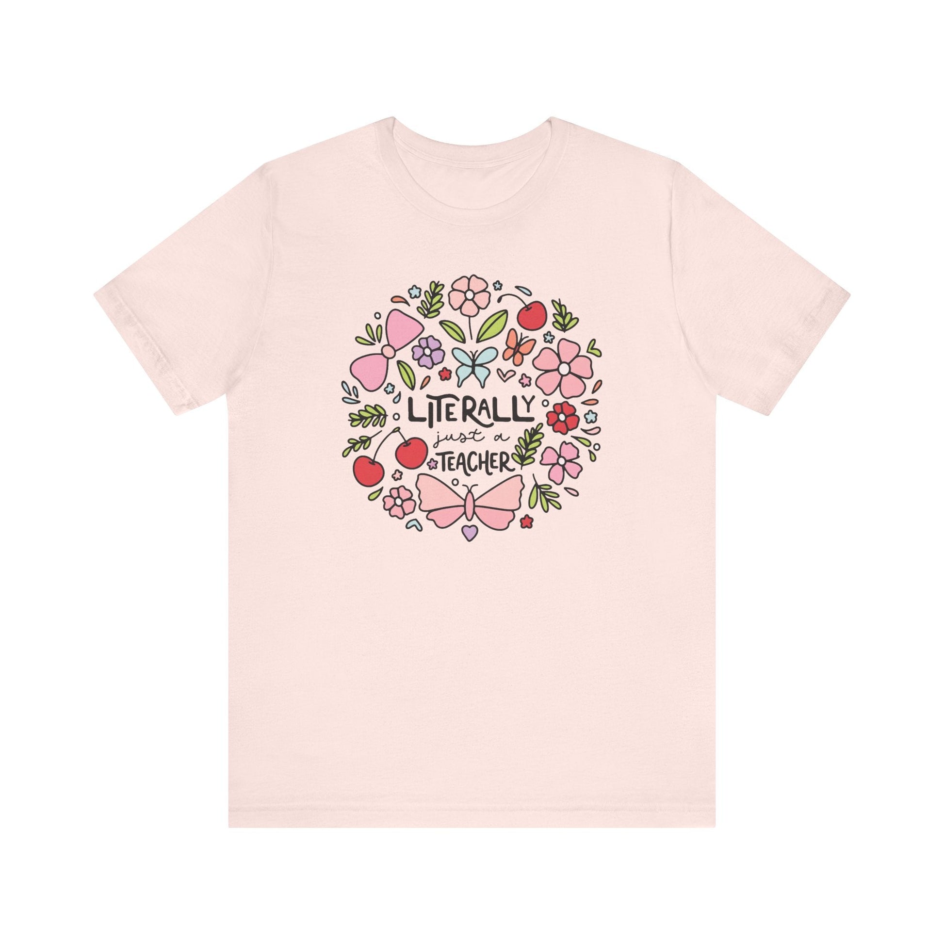 "Literally Just A Teacher" Doodles Teacher T-shirt - Teacher Care Crate-T-Shirt