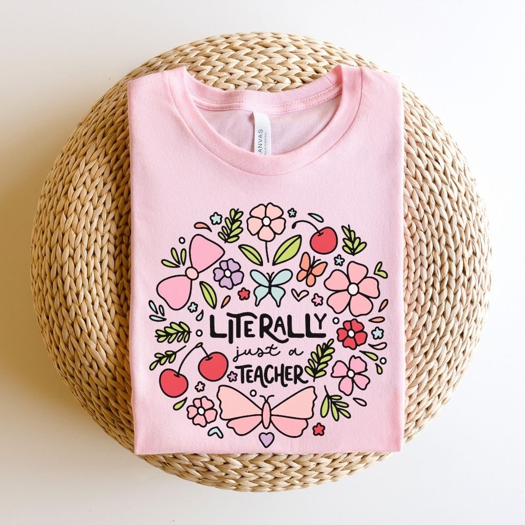 "Literally Just A Teacher" Doodles Teacher T-shirt - Teacher Care Crate-T-Shirt