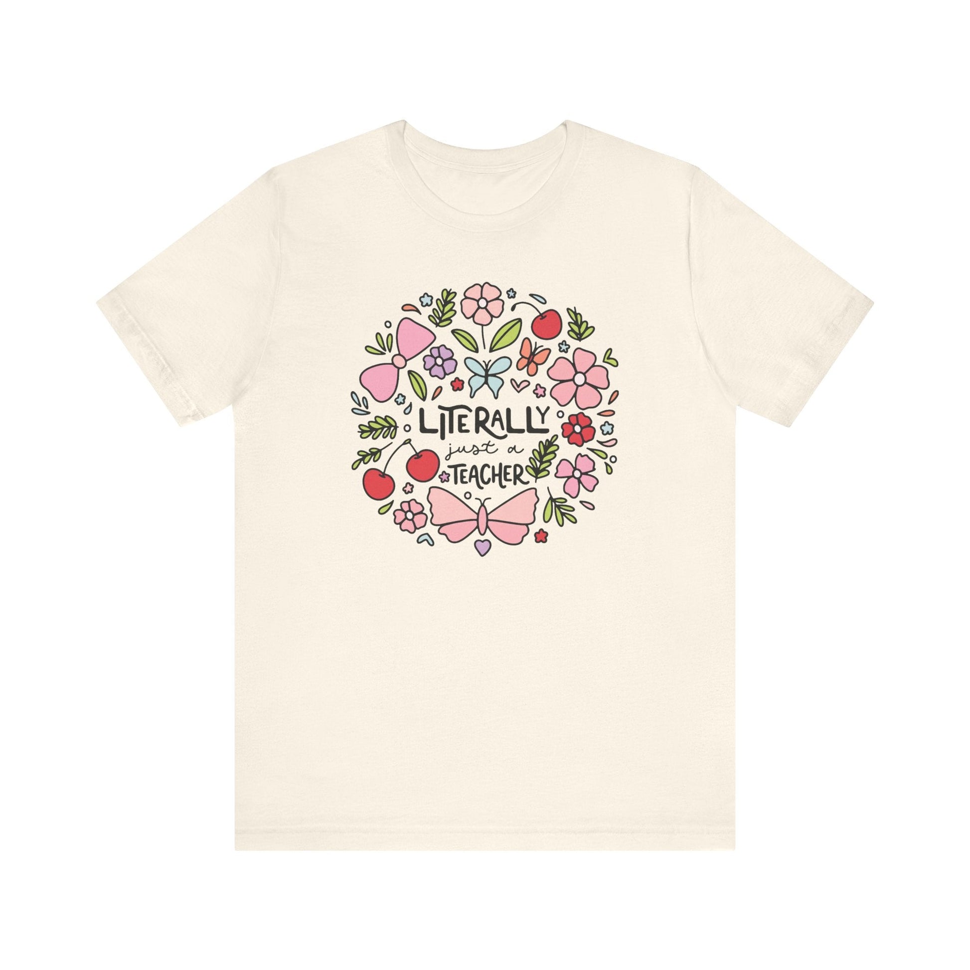 "Literally Just A Teacher" Doodles Teacher T-shirt - Teacher Care Crate-T-Shirt