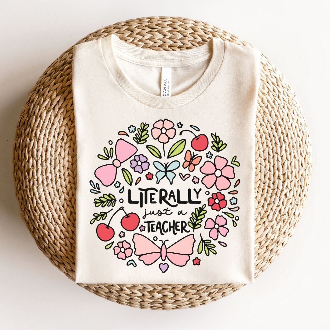 "Literally Just A Teacher" Doodles Teacher T-shirt - Teacher Care Crate-T-Shirt