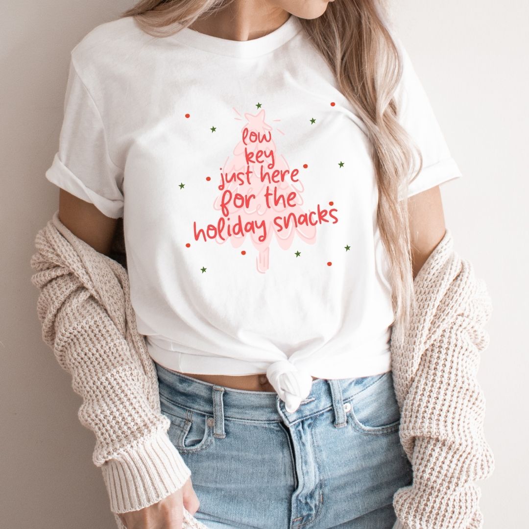 "Low Key Just Here for the Holiday Snacks" Teacher T-shirt - Teacher Care Crate - T-Shirt