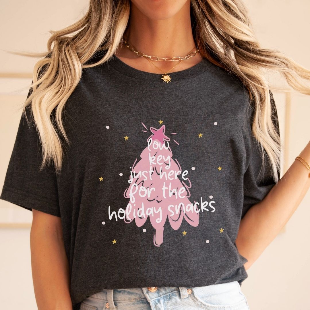 "Low Key Just Here for the Holiday Snacks" Teacher T-shirt - Teacher Care Crate - T-Shirt