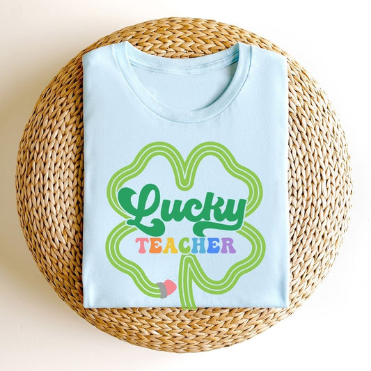 "Lucky Teacher" Pencil - Shamrock Teacher T-shirt - Teacher Care Crate - T-Shirt