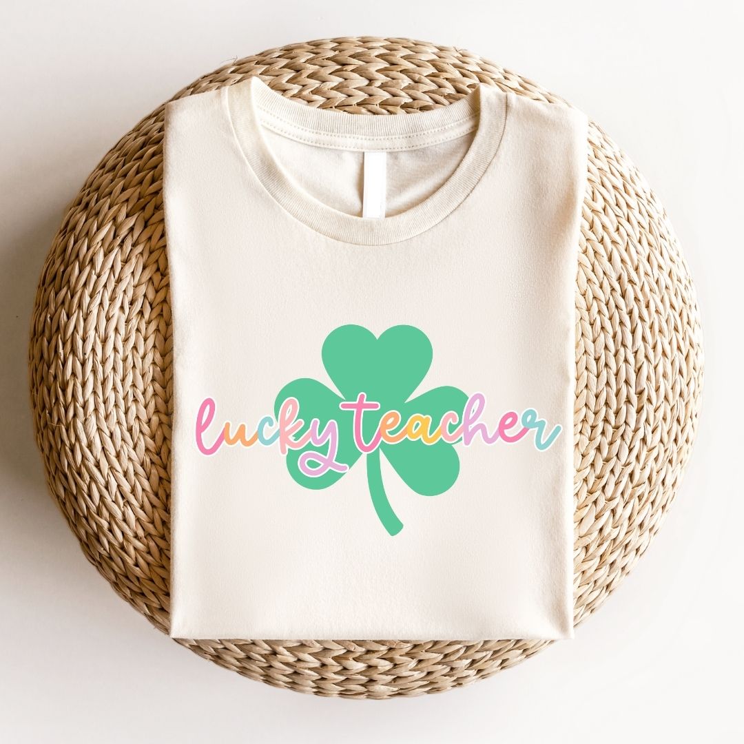 "Lucky Teacher" Shamrock St. Patrick's Day Teacher T-shirt - Teacher Care Crate - T-Shirt
