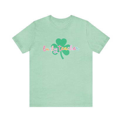 "Lucky Teacher" Shamrock St. Patrick's Day Teacher T-shirt - Teacher Care Crate - T-Shirt