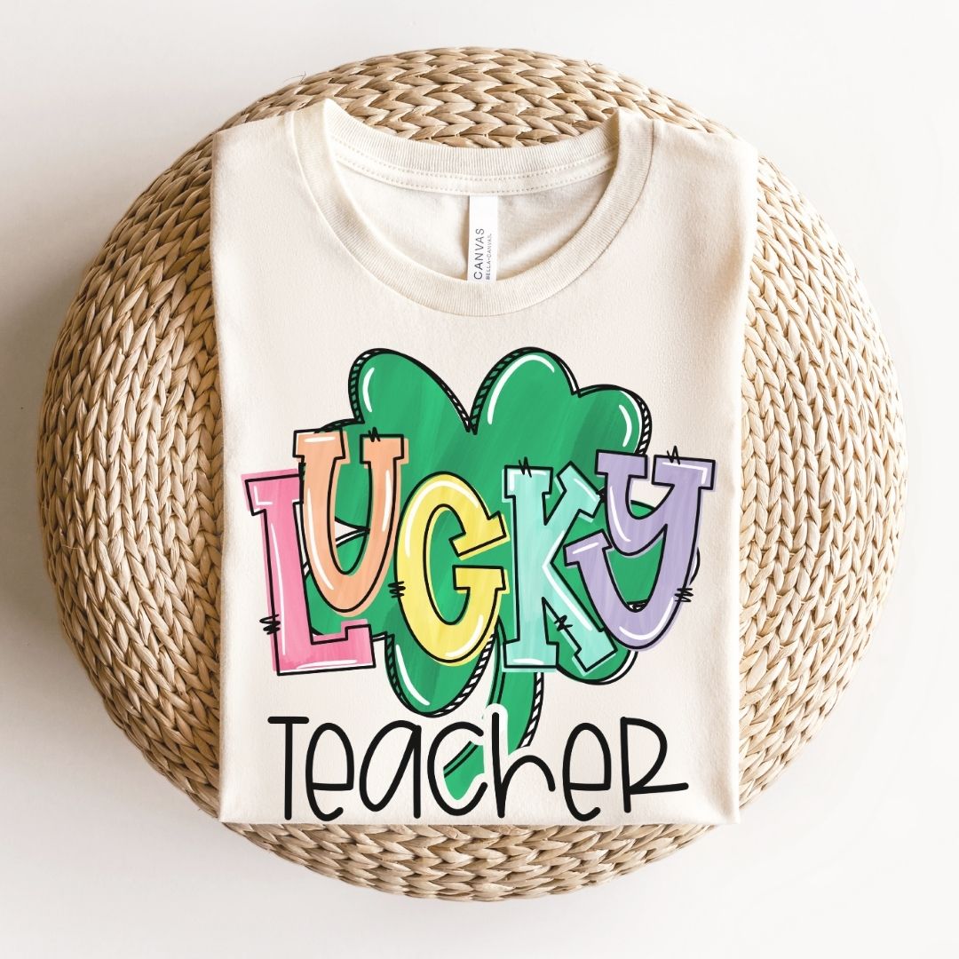 "Lucky Teacher" Shamrock Teacher T-shirt - Teacher Care Crate - T-Shirt
