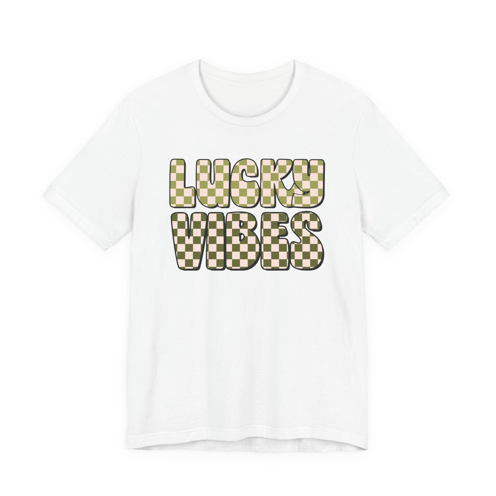 "Lucky Vibes" Checkered Teacher T-shirt - Teacher Care Crate - T-Shirt