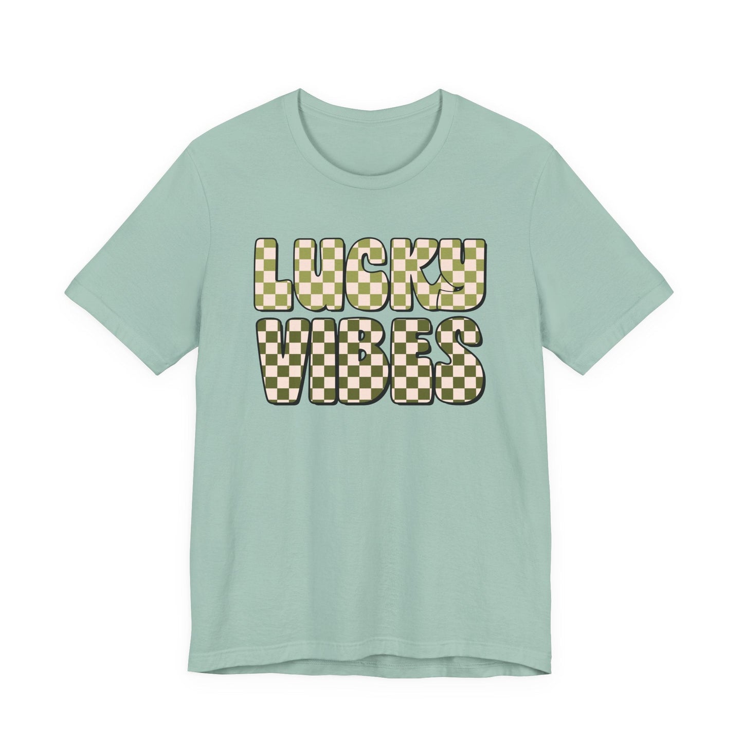 "Lucky Vibes" Checkered Teacher T-shirt - Teacher Care Crate - T-Shirt