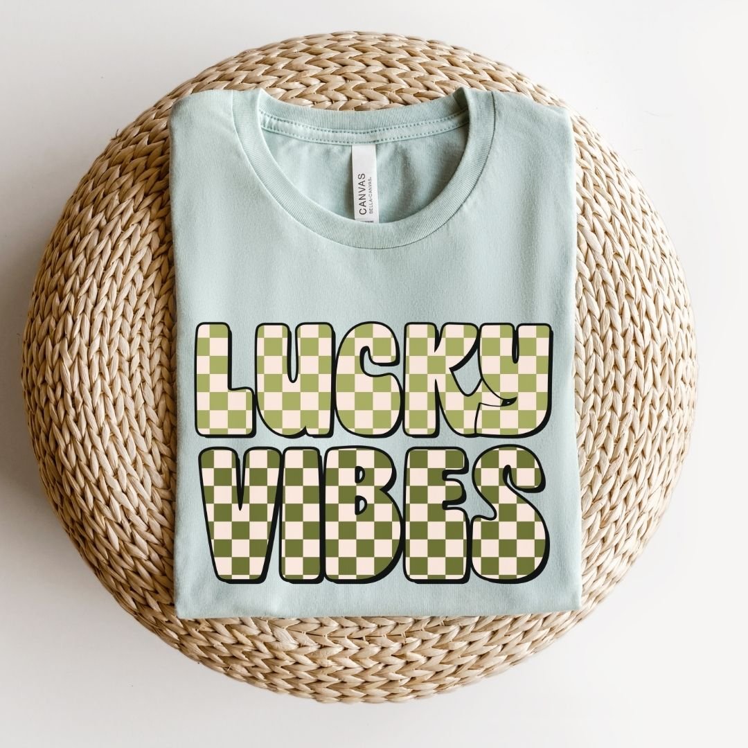"Lucky Vibes" Checkered Teacher T-shirt - Teacher Care Crate - T-Shirt