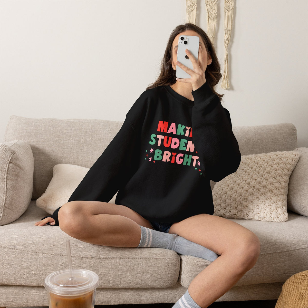 "Making Students Bright" Holiday Teacher Sweatshirt - Teacher Care Crate-Sweatshirt