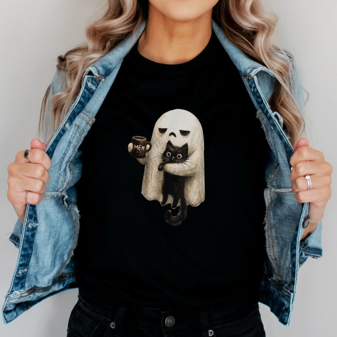"Meh. Ghost" Funny Halloween Teacher T-shirt - Teacher Care Crate-T-Shirt