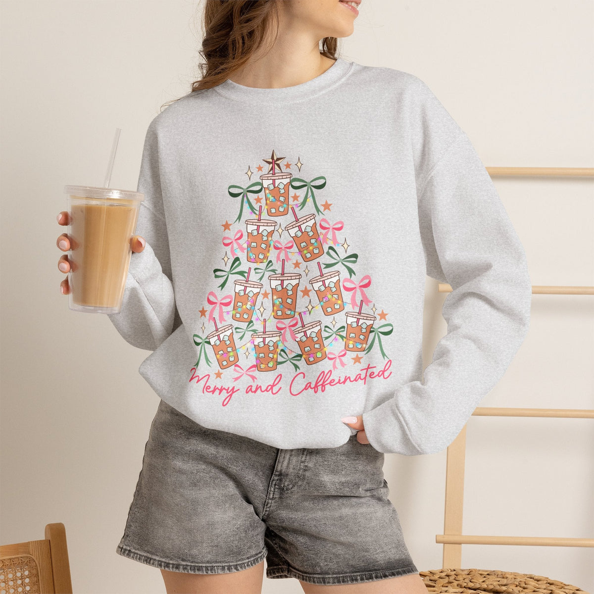 "Merry and Caffeinated" Teacher Sweatshirt - Teacher Care Crate-Sweatshirt