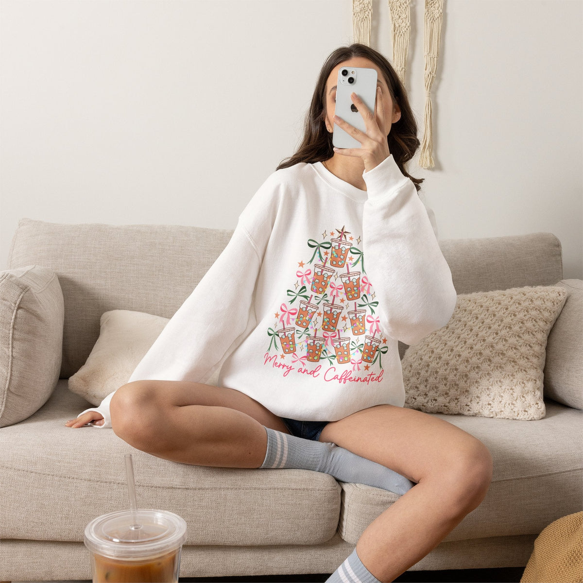 "Merry and Caffeinated" Teacher Sweatshirt - Teacher Care Crate-Sweatshirt