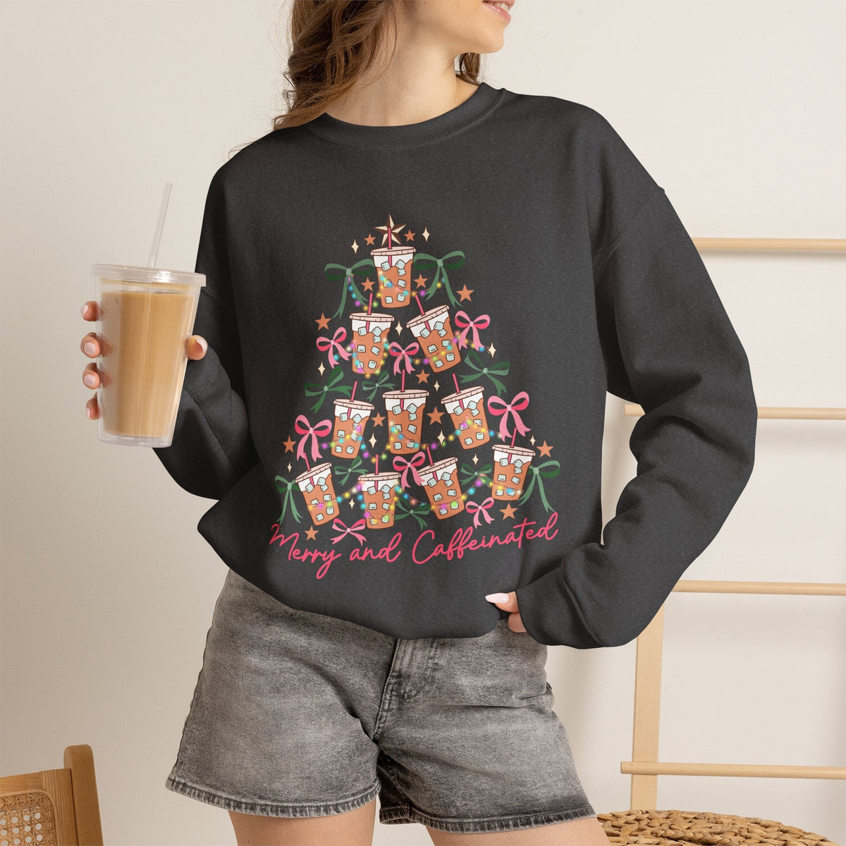 "Merry and Caffeinated" Teacher Sweatshirt - Teacher Care Crate-Sweatshirt