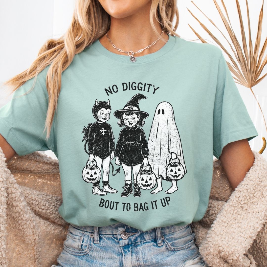 "No Diggity Bout to Bag It Up" Funny Halloween Teacher T-shirt - Teacher Care Crate-T-Shirt