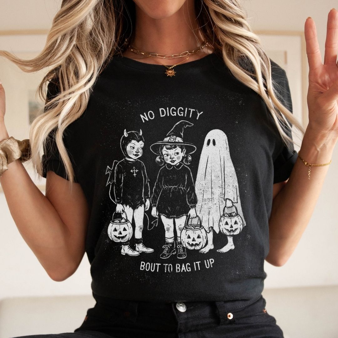 "No Diggity Bout to Bag It Up" Funny Halloween Teacher T-shirt - Teacher Care Crate-T-Shirt