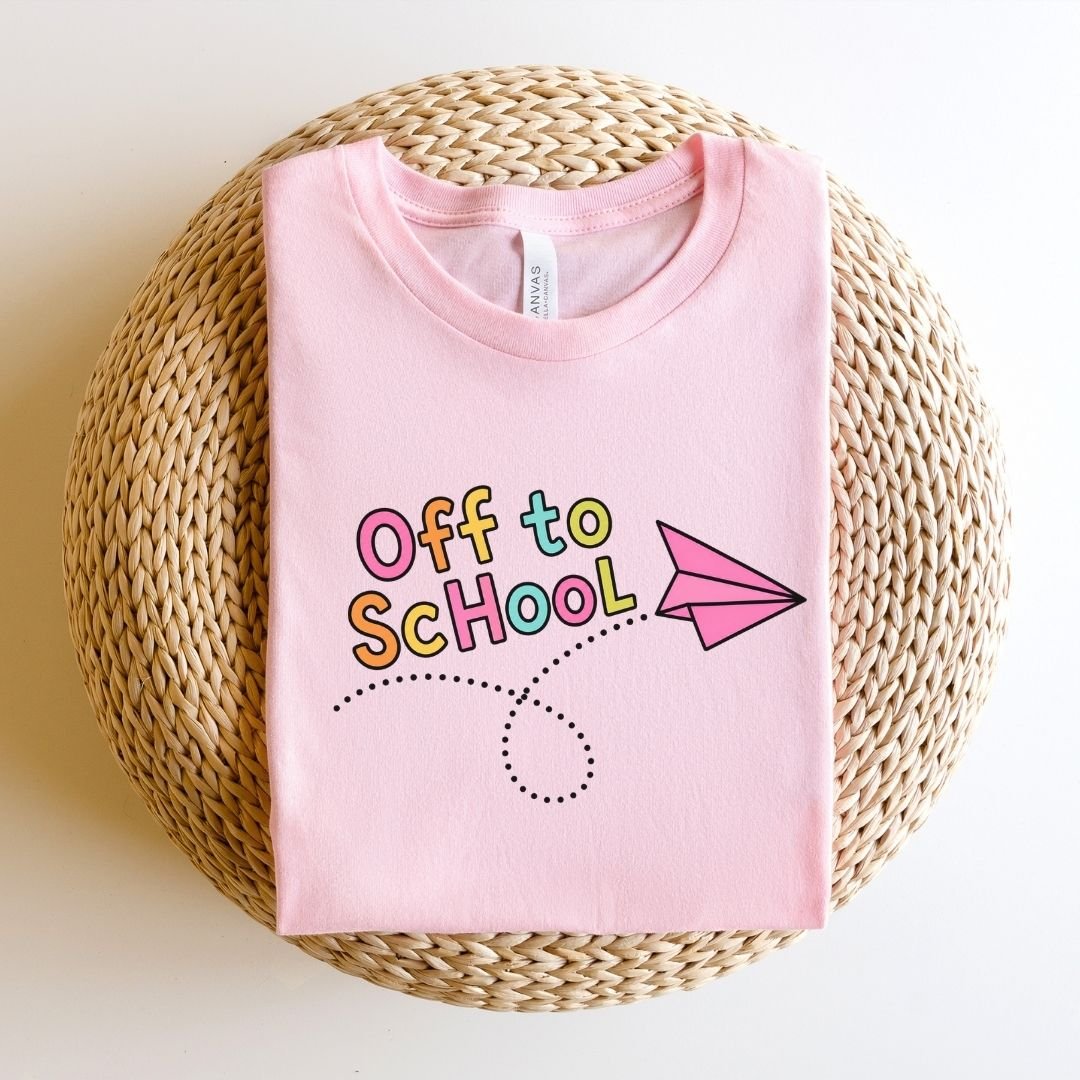 "Off to School" Paper Airplane Teacher T-shirt - Teacher Care Crate-T-Shirt