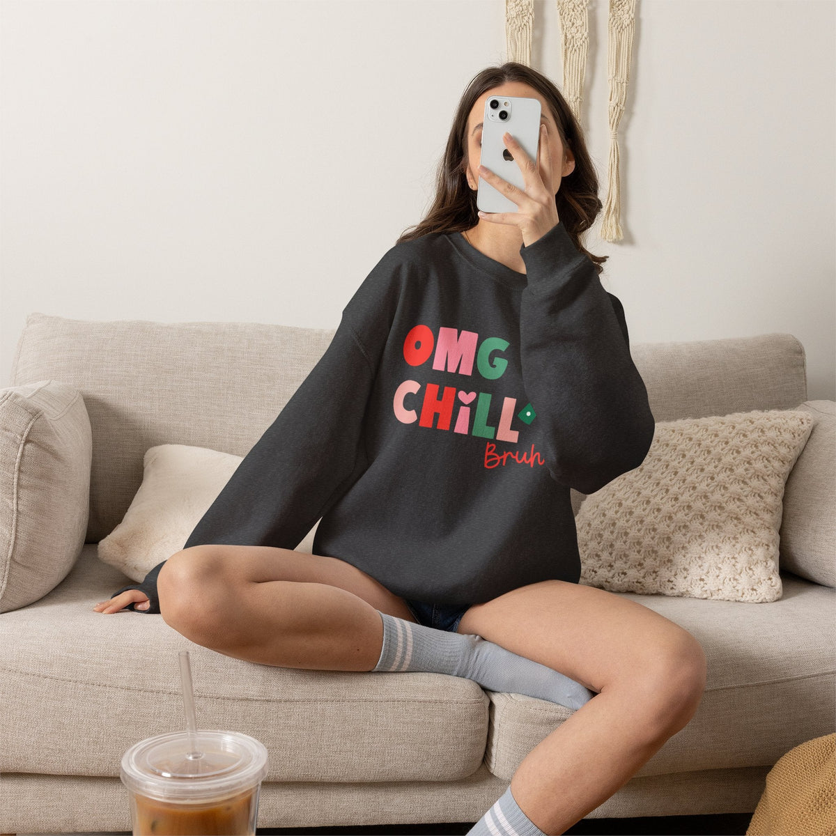 "OMG Chill Bruh" Holiday Teacher Sweatshirt - Teacher Care Crate-Sweatshirt