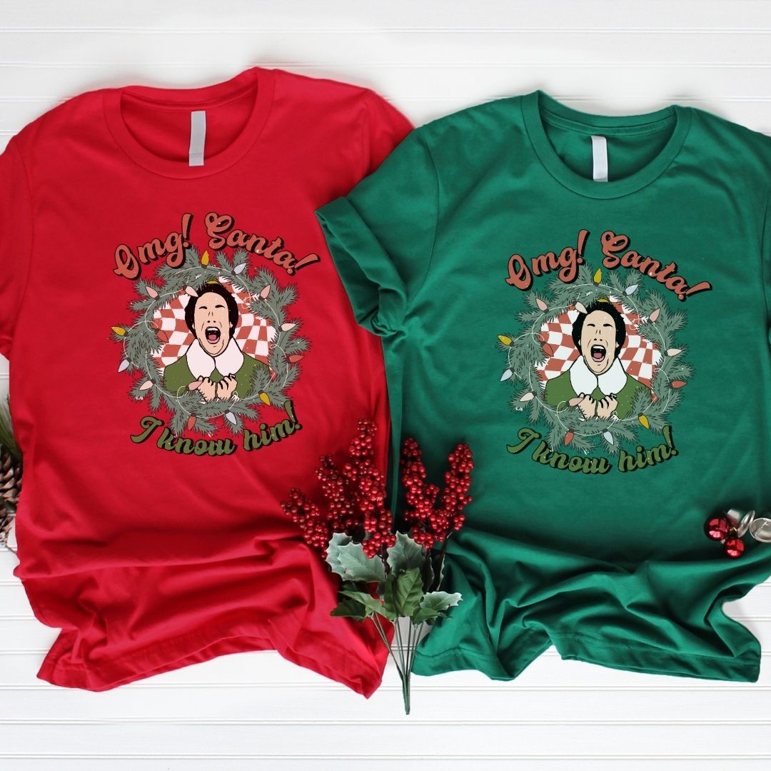 "OMG! Santa! I Know Him!" Elf Teacher T-shirt - Teacher Care Crate - T-Shirt