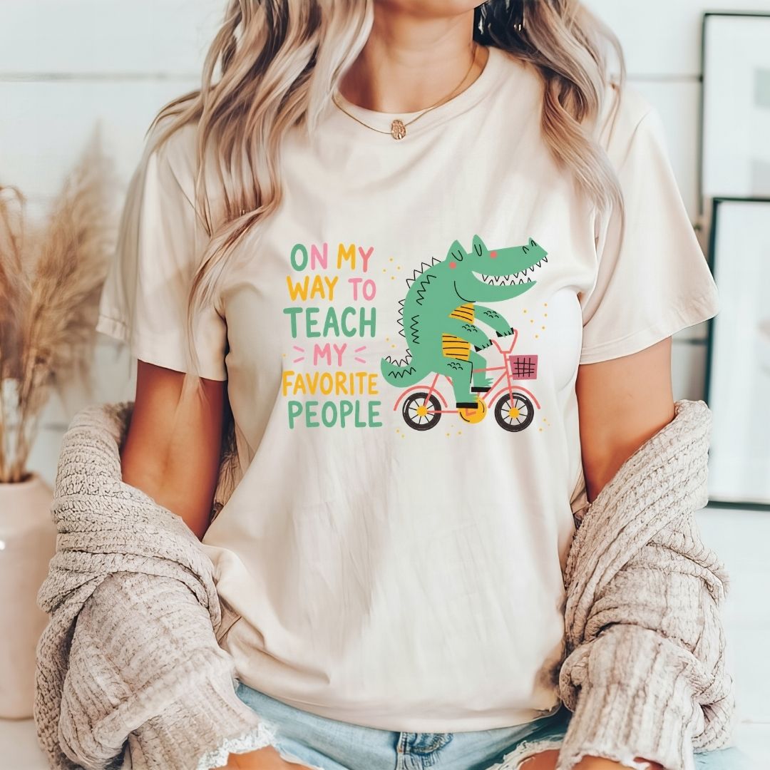 "On My Way To Teach My Favorite People" Alligator Teacher T-shirt - Teacher Care Crate-T-Shirt