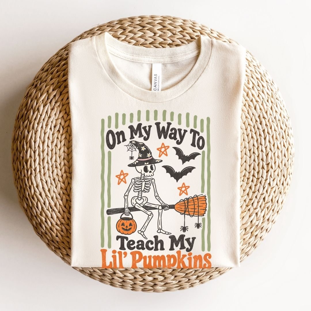 "On My Way to Teach My Lil' Pumpkins" Halloween Teacher T-shirt - Teacher Care Crate-T-Shirt