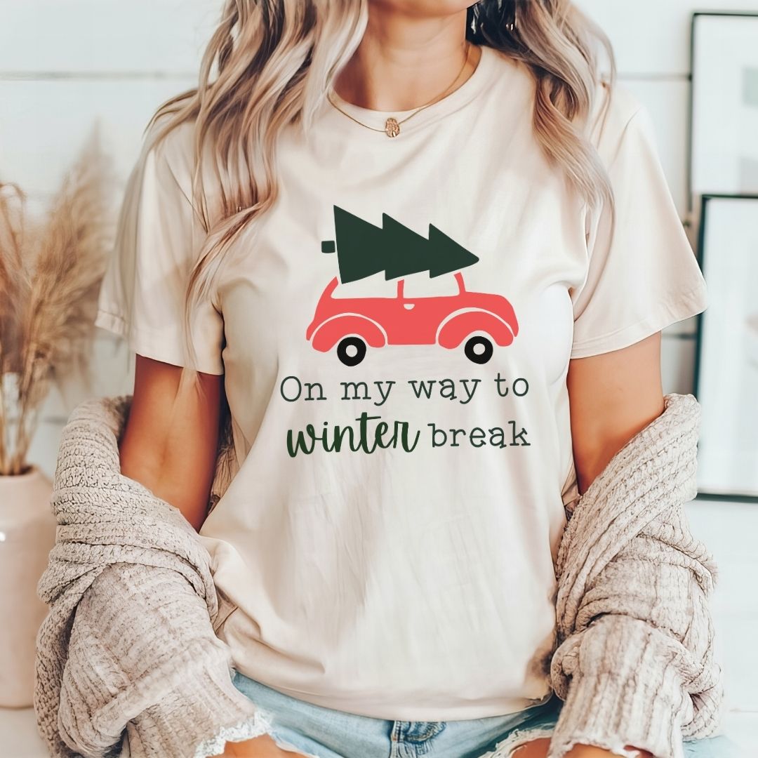 "On My Way To Winter Break" Car Teacher T-shirt - Teacher Care Crate - T-Shirt