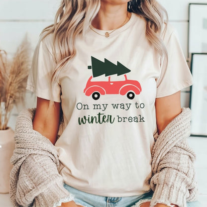 "On My Way To Winter Break" Car Teacher T-shirt - Teacher Care Crate - T-Shirt