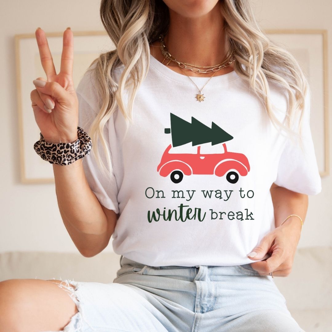 "On My Way To Winter Break" Car Teacher T-shirt - Teacher Care Crate - T-Shirt