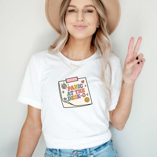 "Panic at The Desk-o" Funny Teacher T-shirt - Teacher Care Crate-T-Shirt