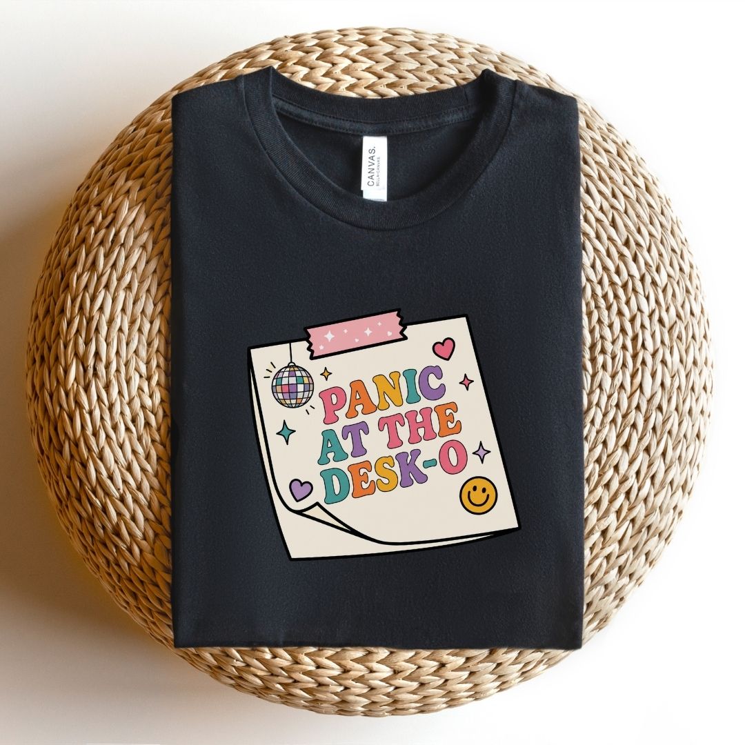 "Panic at The Desk-o" Funny Teacher T-shirt - Teacher Care Crate-T-Shirt