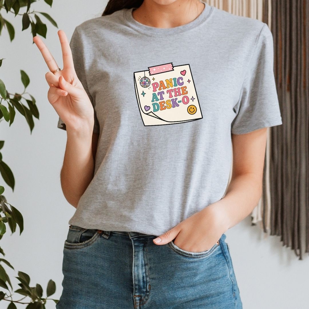"Panic at The Desk-o" Funny Teacher T-shirt - Teacher Care Crate-T-Shirt