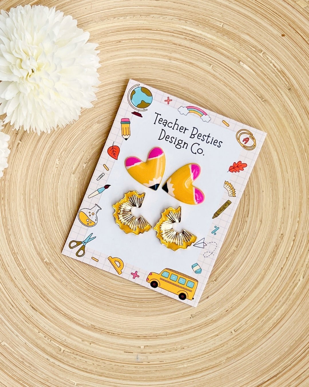 Pencil Heart Earrings - Teacher Care Crate - 