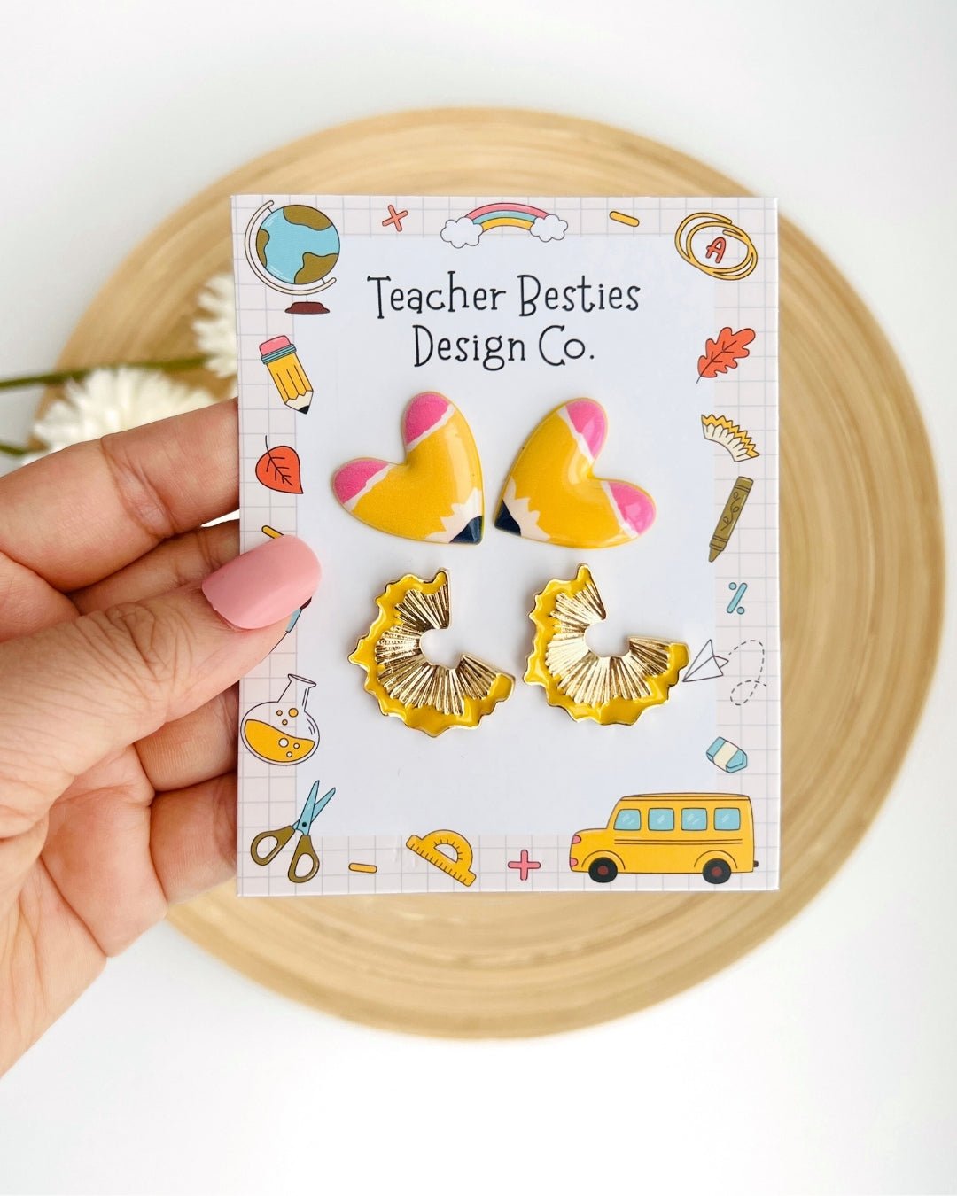 Pencil Heart Earrings - Teacher Care Crate - 