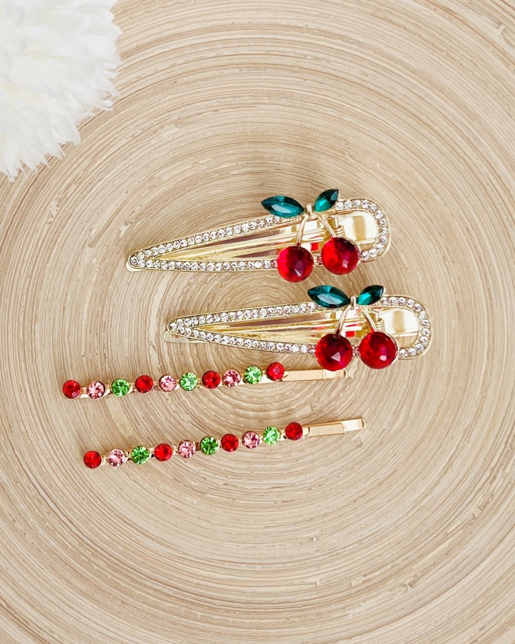 Rhinestone Cherry Hair Clips - Teacher Care Crate - 