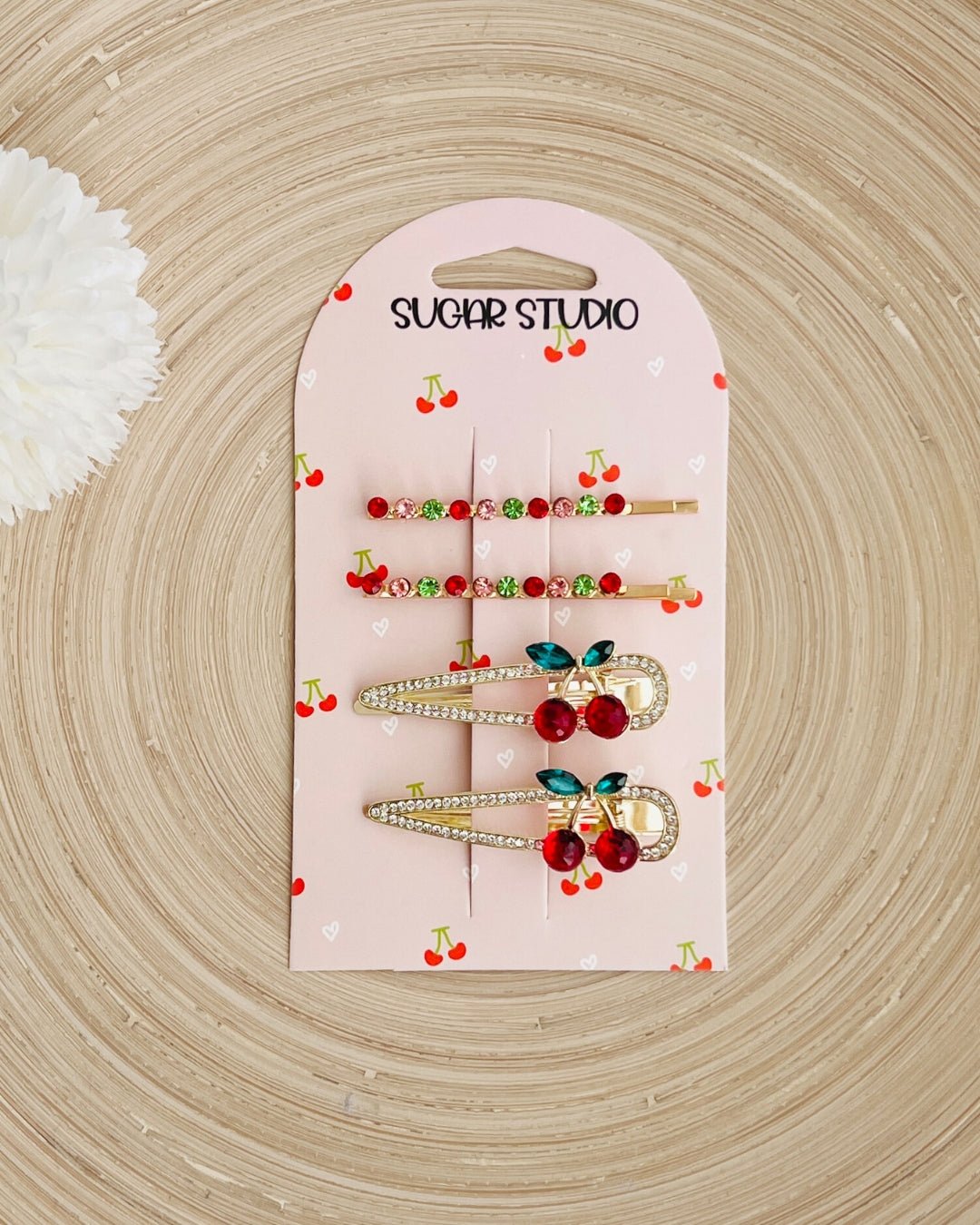 Rhinestone Cherry Hair Clips - Teacher Care Crate - 