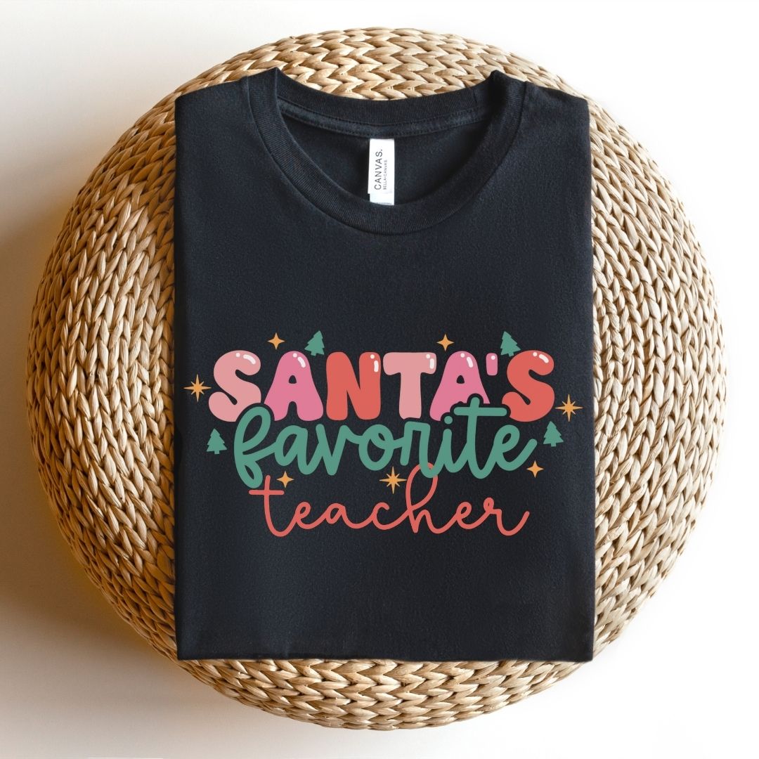 "Santa's Favorite Teacher" Festive Teacher T-shirt - Teacher Care Crate - T-Shirt