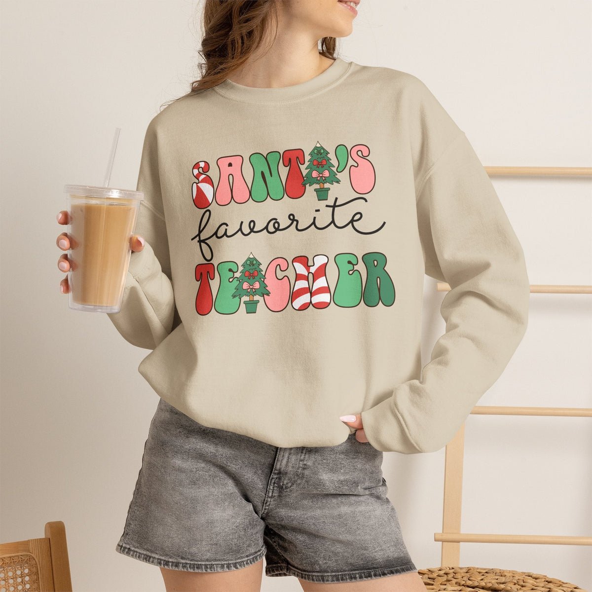 "Santa's Favorite Teacher" Teacher Sweatshirt - Teacher Care Crate-Sweatshirt